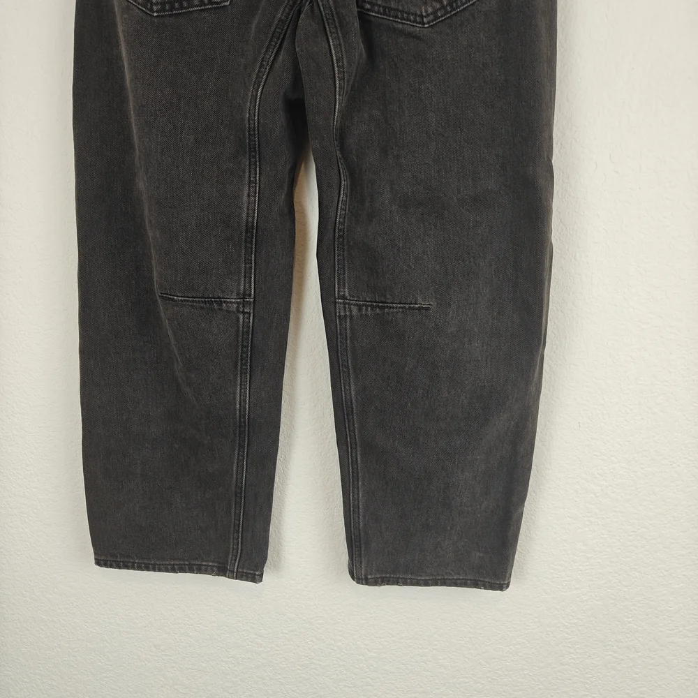 Madewell Darted Barrel Leg Jeans Olenda Wash Petite 24P | High Rise Black Denim - Picture 12 of 16